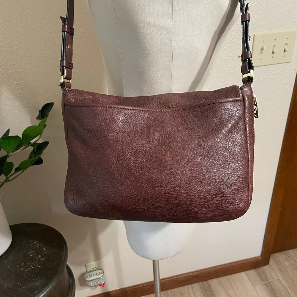 Fossil Preston Brown Pebbled Leather Messenger Bag
